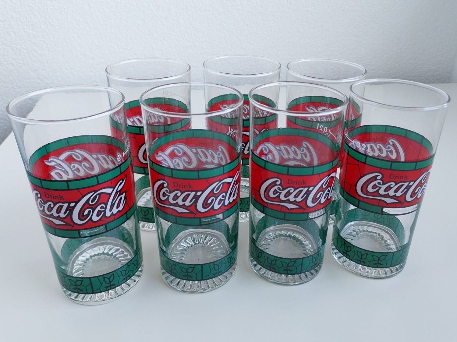 Coca-Cola Bicchieri: 7 Coca Cola Gläser, Tiffany 90er, 2dl. – Usato da Wil SG venduto da Donaldus