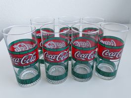 7 Coca Cola Gläser, Tiffany 90er, 2dl.