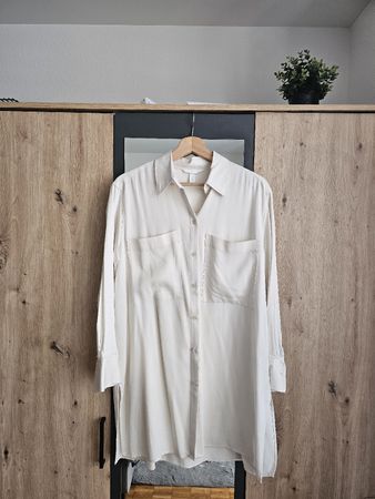 H&M Bluse lang, Gr.S, Creme 