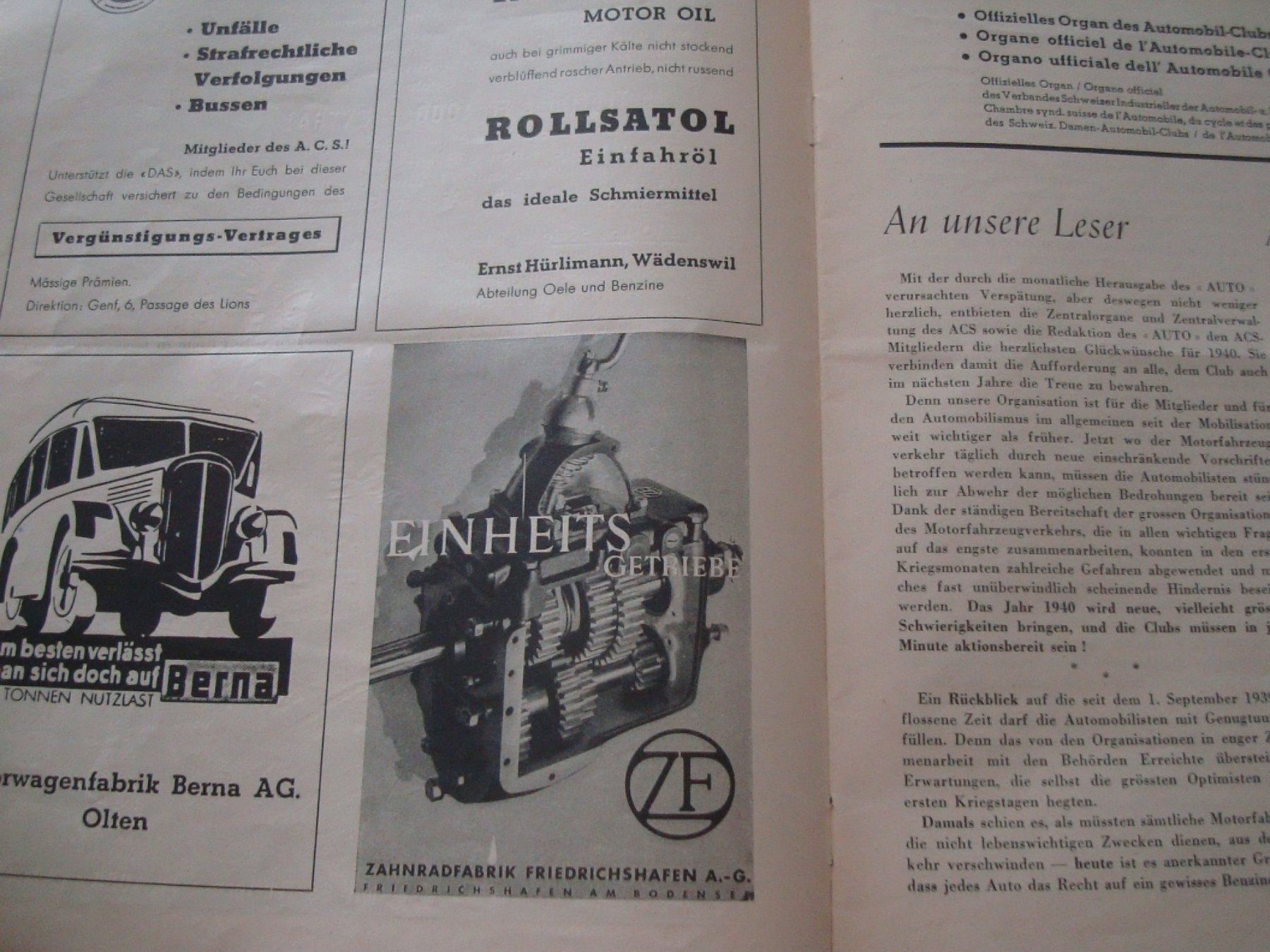 Revues & Magazines: Zeitung - Auto - ACS - 1940 - Heft Nr. 1/2 – D'occasion à Neuenegg par flohcante 3