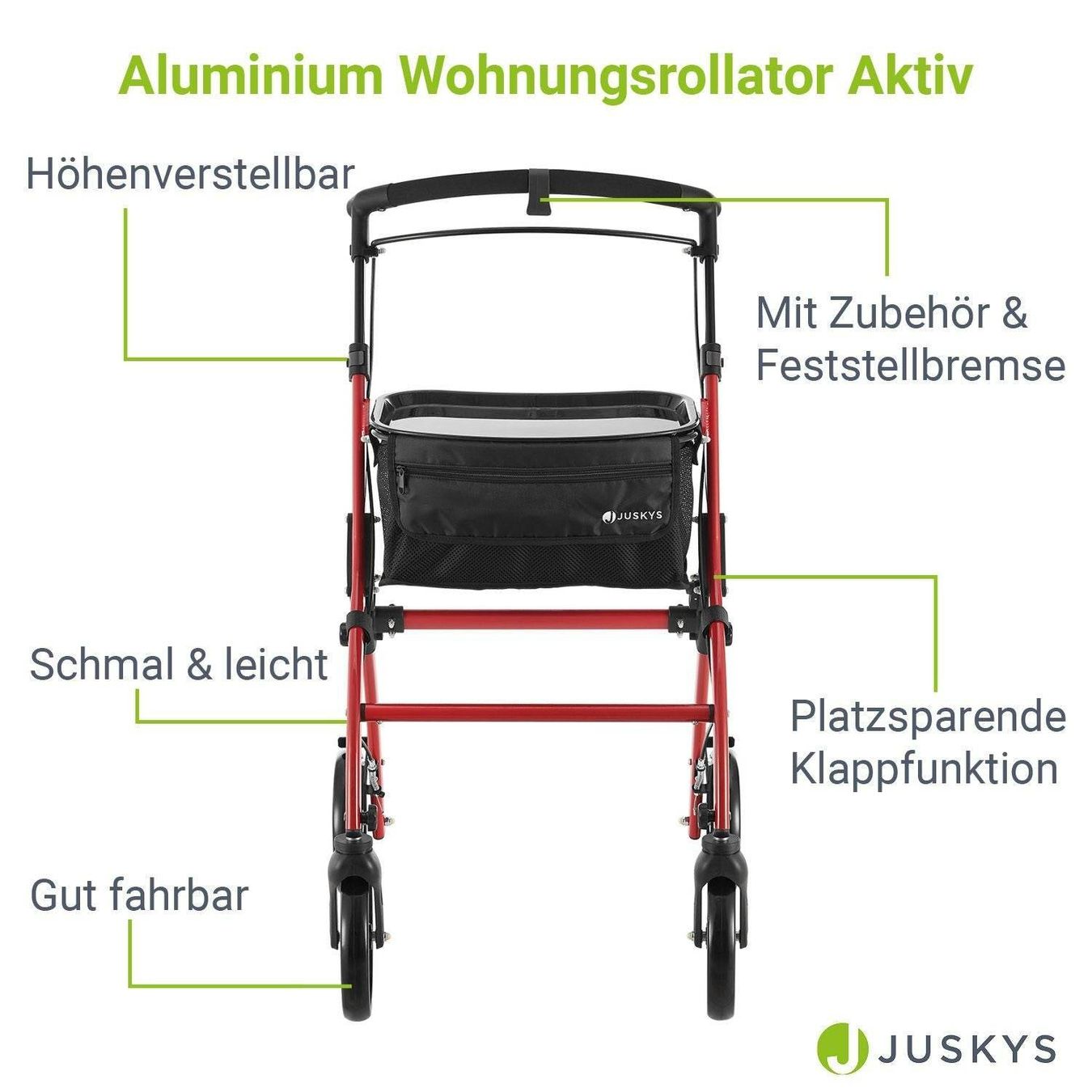 Ausili per la deambulazione: Aluminium Wohnungsrollator Rot – Nuovo e nell'imballaggio originale da Salmsach venduto da jamb-all-you-need 4
