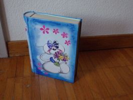 Diddl Bleck Box blau Diddlina mit Blumen