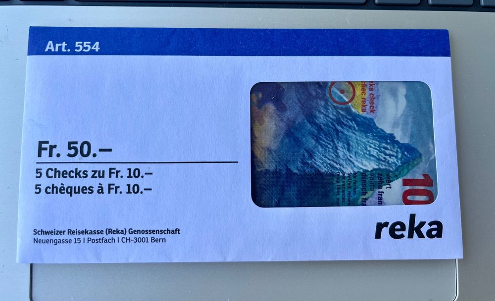 Reka Checks 5 x 10.- Fr. (Gebraucht) in Fislisbach für CHF 50 – mit ...