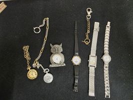 Uhrenkonvolut Taschenuhren Eulenwecker Armbanduhren