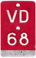Velonummer 1968 Waadt Vaud VD 68