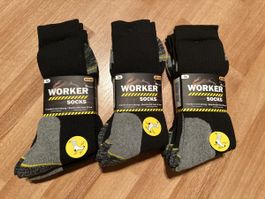 3x 3 Paar Worker Socken, Grösse 43-46, Neu