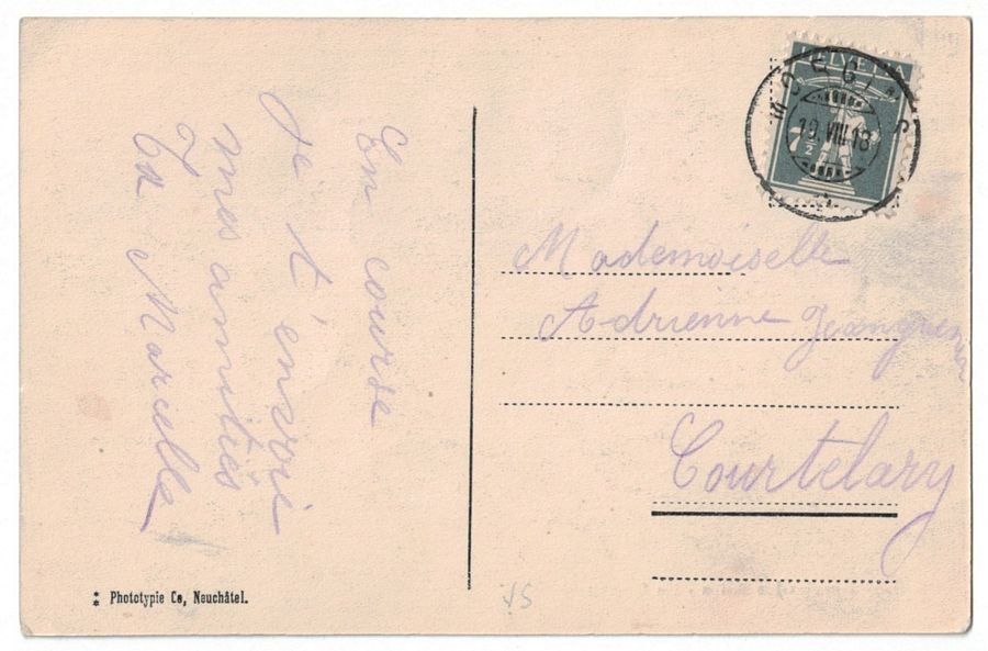 Cartoline postali: Morgins-les-Bains, la source, animée, circulée 1918 – Usato da Frauenfeld venduto da POML 1