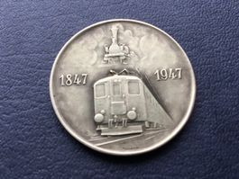 Medaille Silber 800( 100 Jahre SCHWEIZER EISENBAHNEN 33mm.