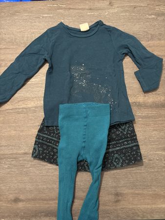 Mädchen Set, Rock, Shirt und Strumpfhose, Grösse 92/2J