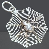 🕸️ Vintage Silber Anhänger Spinne im Netz Filigran Cool 🕷️