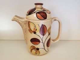 Cafetière théière vintage grès moucheté fleurs années 70