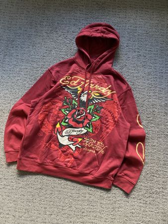 Sweat à capuche Ed Hardy rouge taille XL 