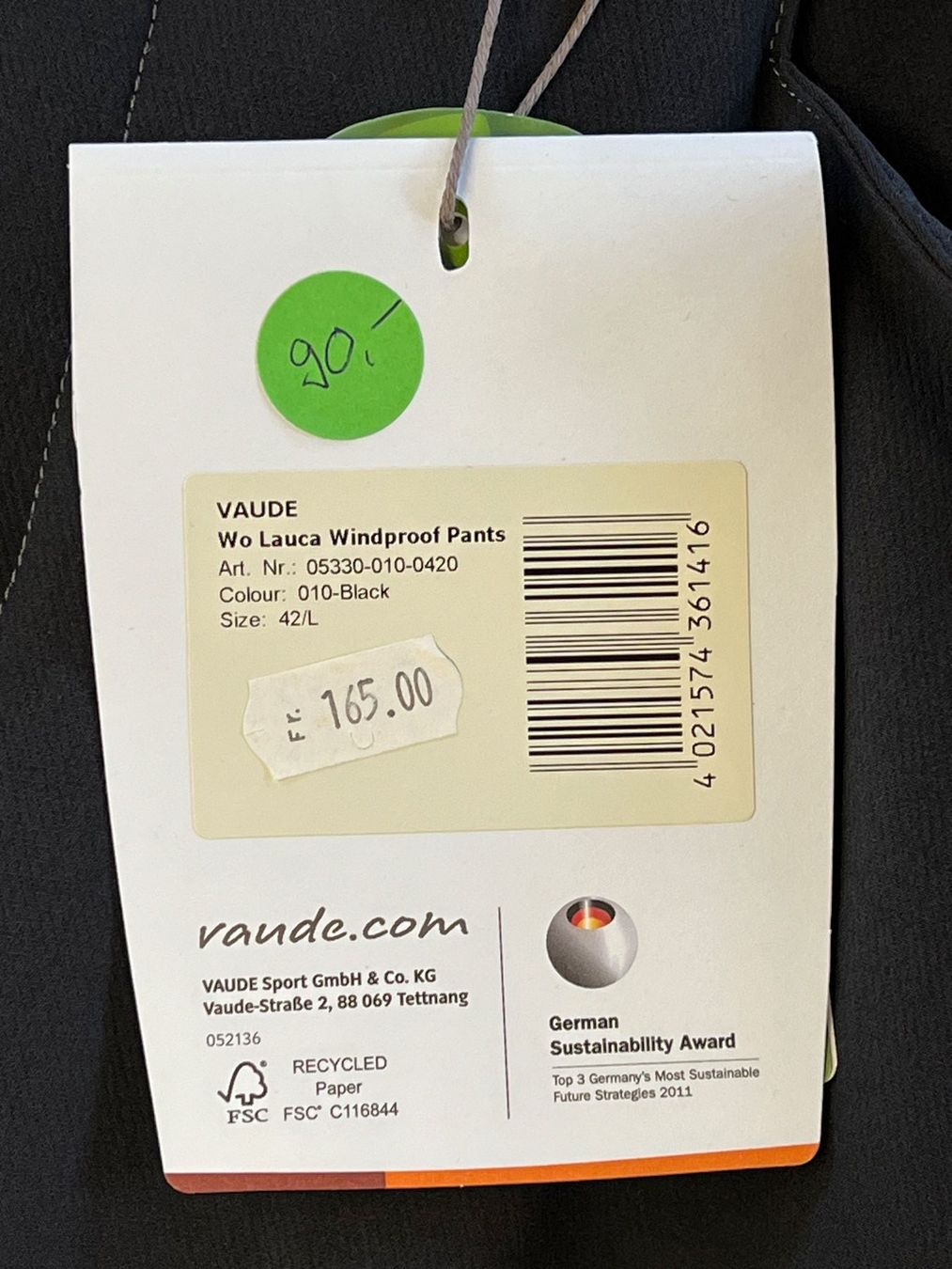Vaude Pantaloni: Damen Rad-Hose  VAUDE LAUCA WINDPROOF PANT – Nuovo e nell'imballaggio originale da Eschen venduto da Sele-Radsport 6