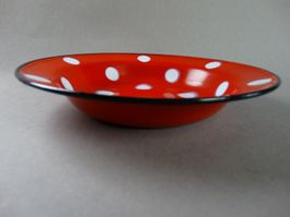 antik Suppen-Teller Email-Schale Emaille Tupfen Punken 22cm