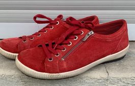 Super baskets basses LEGERO en cuir daim rouge n.5-38