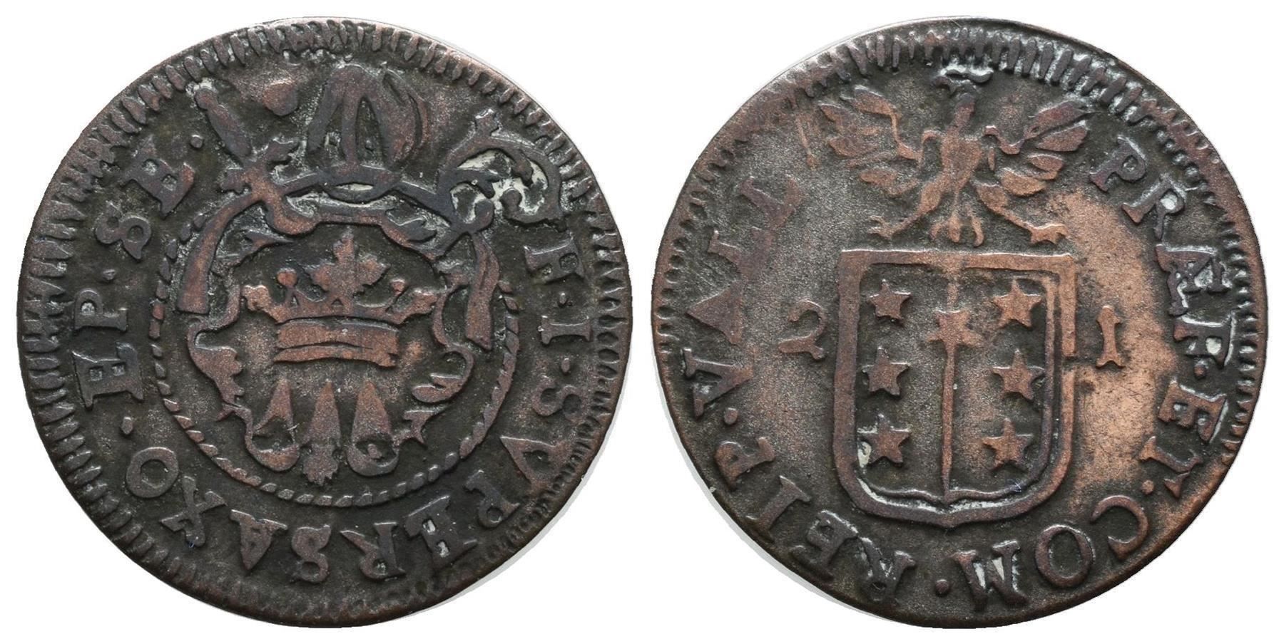 Tutti le monete: Wallis Halbbatzen 1721  /3610 – Usato da Trimbach venduto da Solothurn1