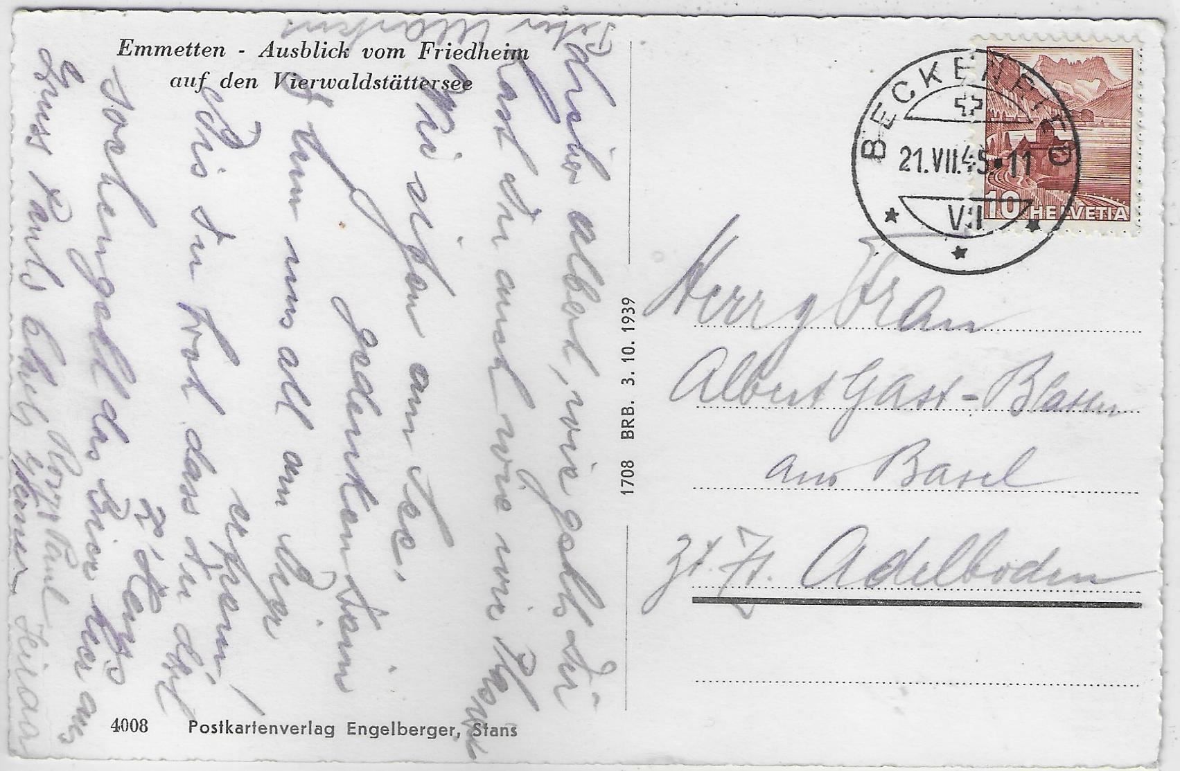 Cartoline postali: Emmetten - Ausblick vom Friedheim auf – Usato da Ettingen venduto da Kartenplanet 1