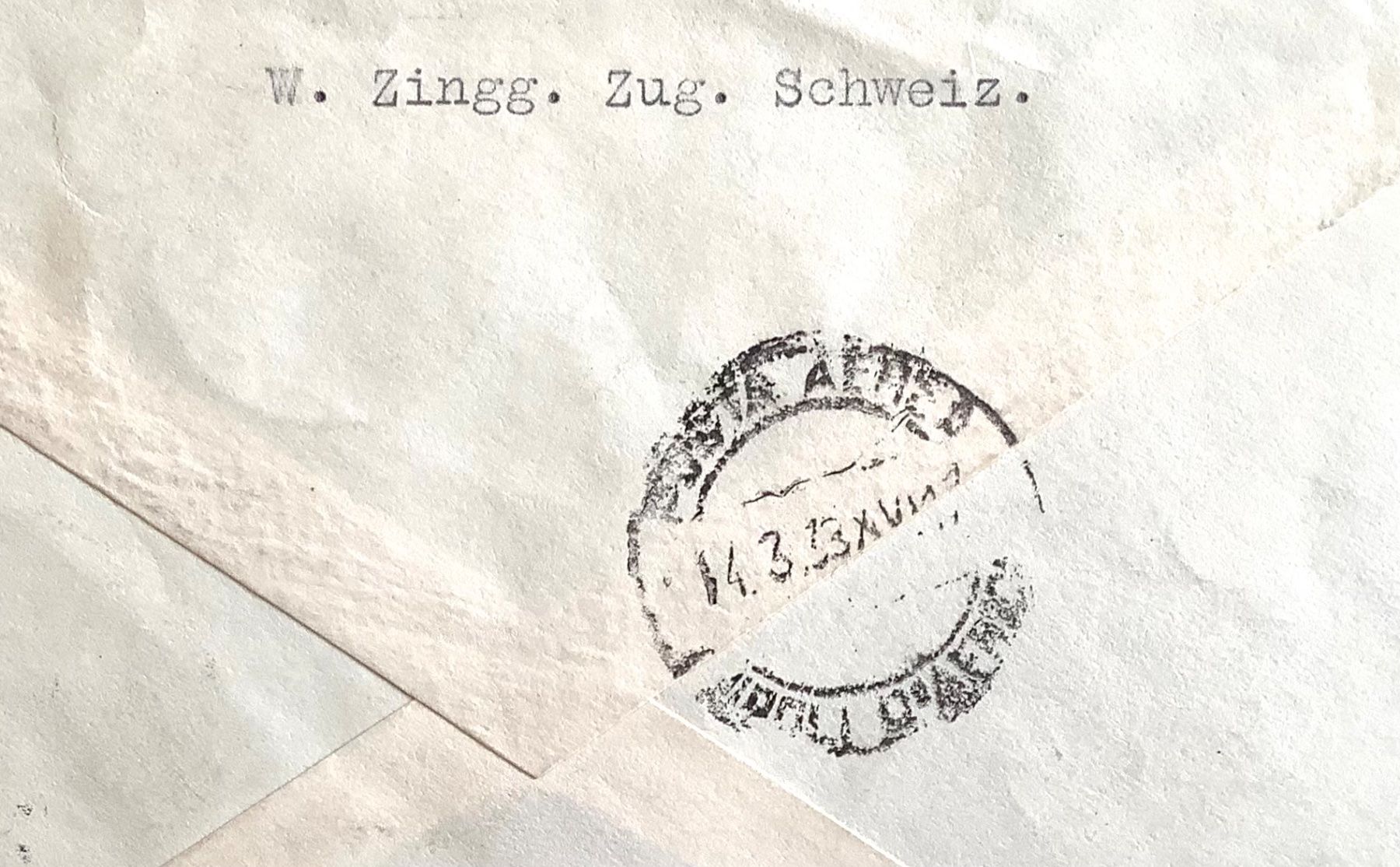 Tutti i francobolli: 1938 Flugpost Brief - Zug - Tripolis - St.Gallen – Usato da Liestal venduto da Skunk02 1