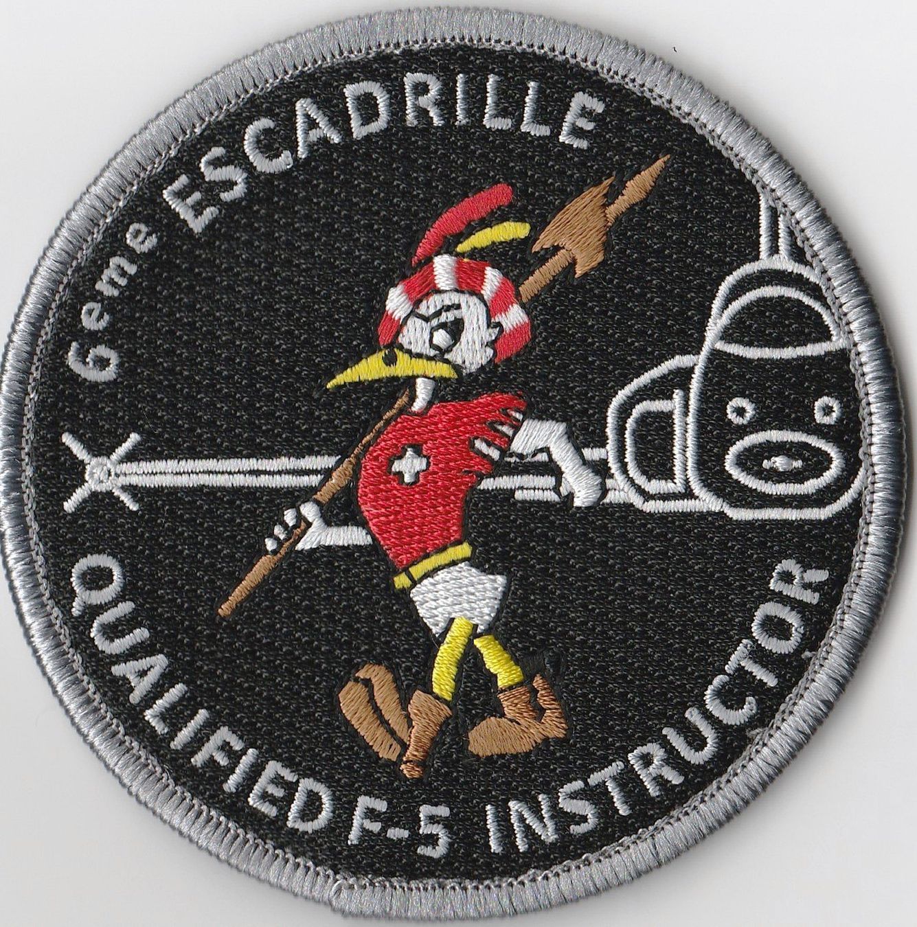 Schweizer Armee Plaketten & Abzeichen: F-5E 6ème Escadrille Qualified Instructor Stoff mit Klett. – Neu (gemäss Beschreibung) aus Emmenbrücke von airplane47