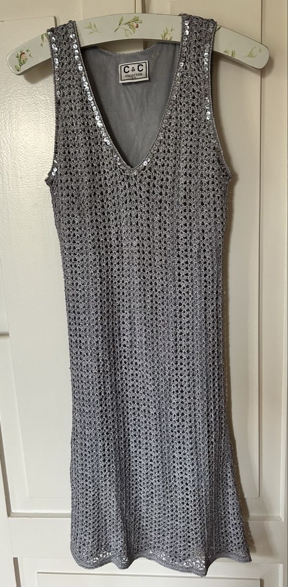 Vestiti: C&C Collection Silver Crochet Sequin Dress - Size S/M – Nuovo (secondo la descrizione) da Zürich venduto da Mistral61
