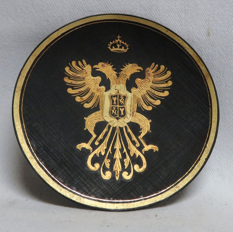 Russland Wappen Pin – Gold, 40x36,7 Mm, Antik-Optik, Mit Schmetterlingsverschluss