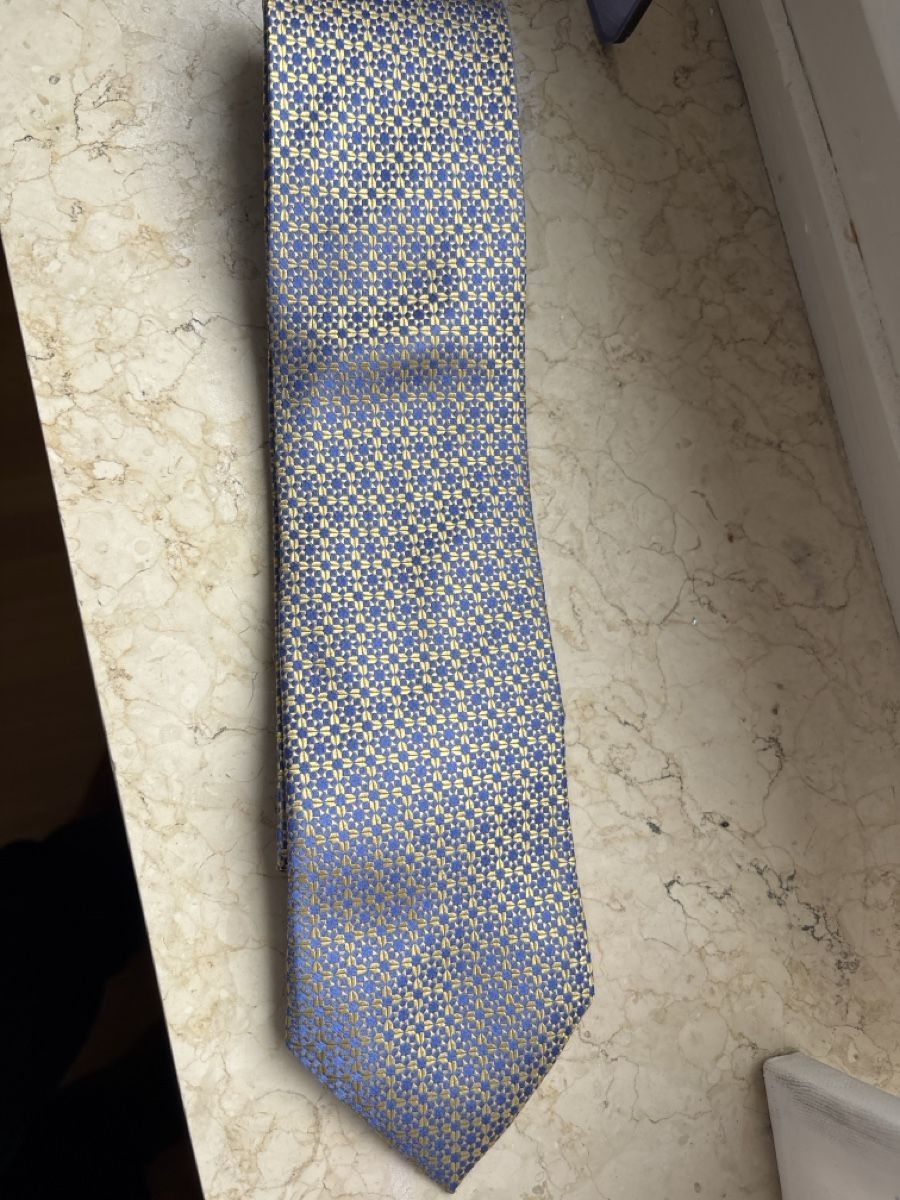 Cravatte: Marks & Spencer Luxury Necktie, patterned, blue and gold – Usato da Basel venduto da sid160