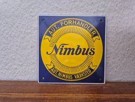 Emailschild Nimbus Motorrad Werkstatt Service Emaille Schild