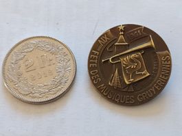 Médaille fête des musiques Gruyère Fribourg 1961