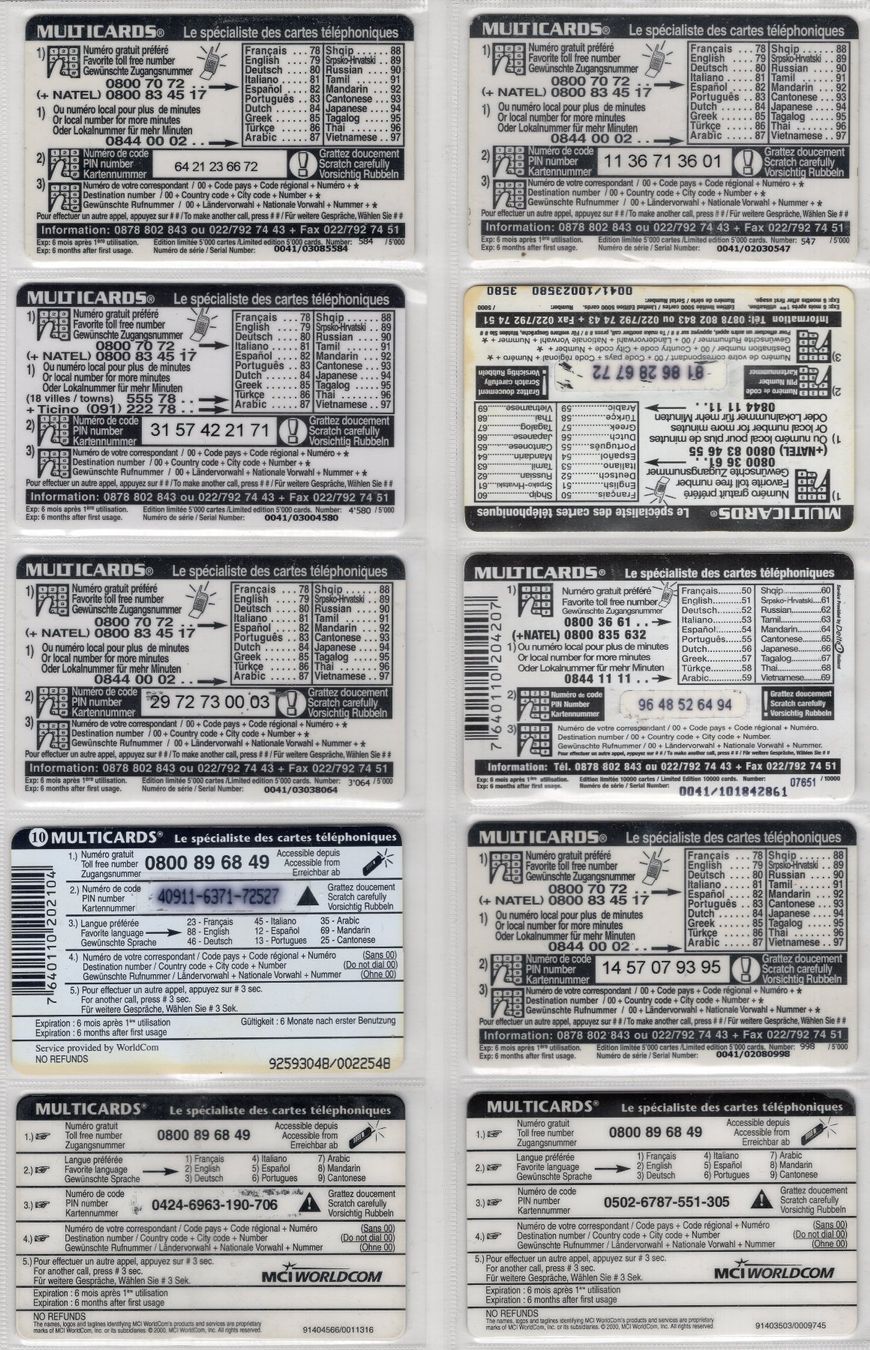 Cartes de téléphone: 10 diverse Schweizer Prepaid Telefonkarten – D'occasion à Eglisau par Chperfins 1