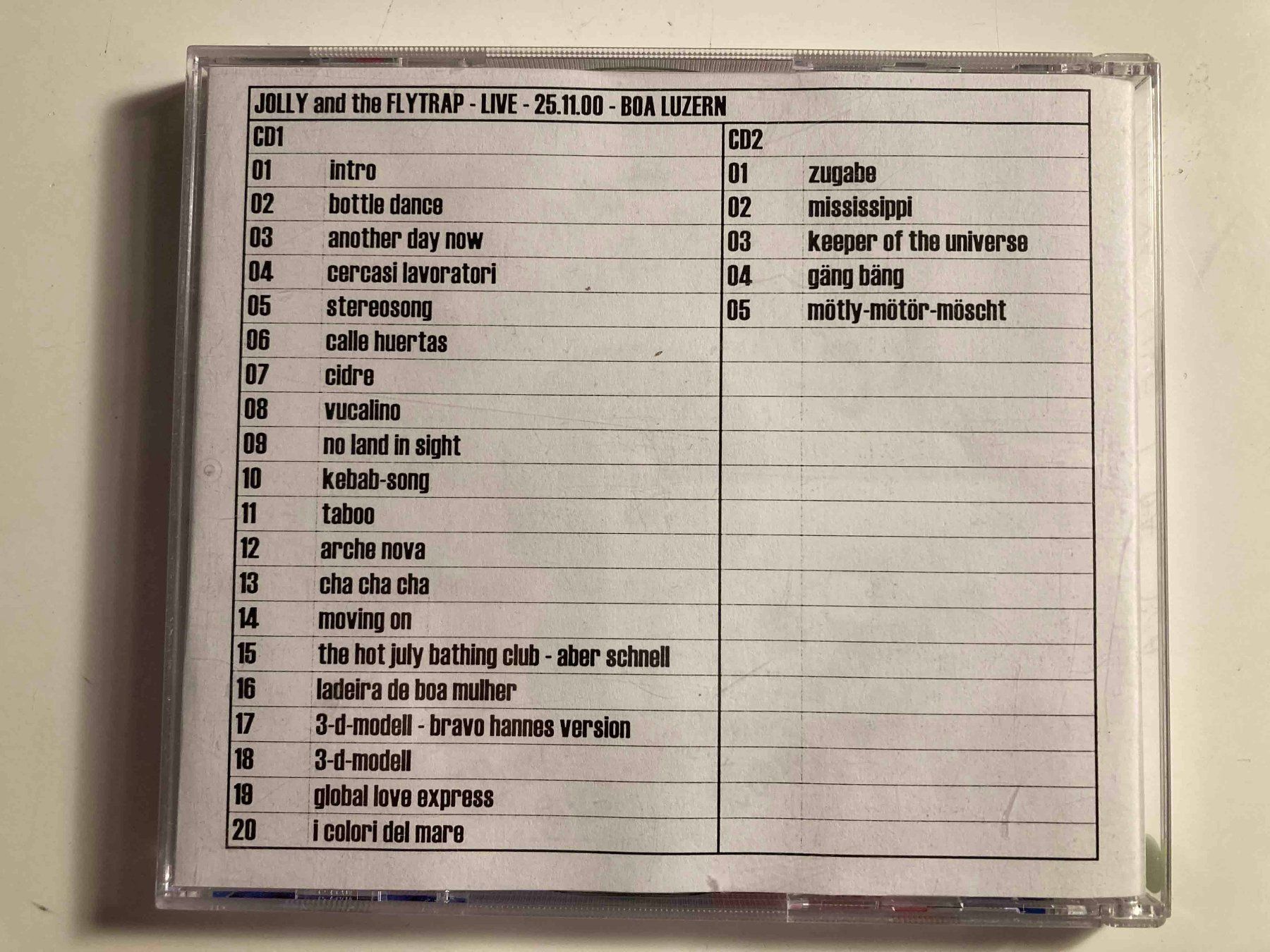 CD: Jollly & the Flytrap-Live Boa, Luzern-Master CDr unreleased – Usato da Luzern venduto da Needful_Things 1