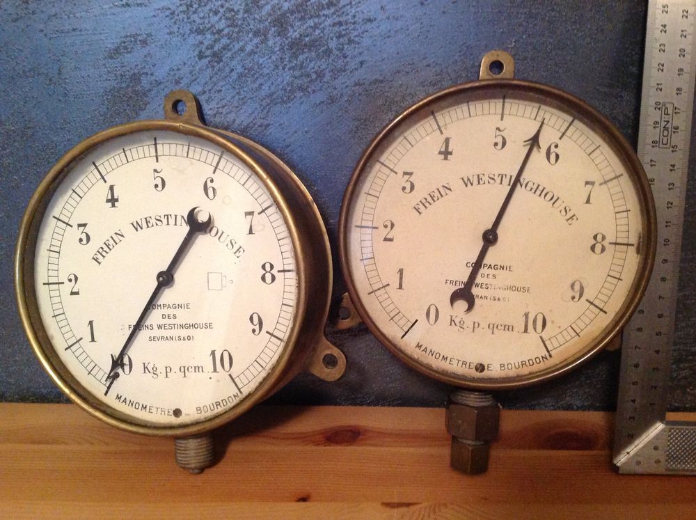 2 ancien - Antikes Manometer E. Bourdon frein westinghouse (Gebraucht ...