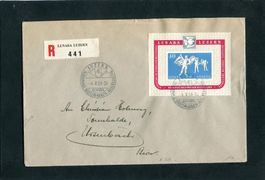 1951 Lunaba Block auf Brief mit S-O