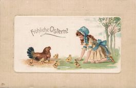 Antike Osterkarte "Fröhliche Ostern!", gelaufen 1908 Boswil