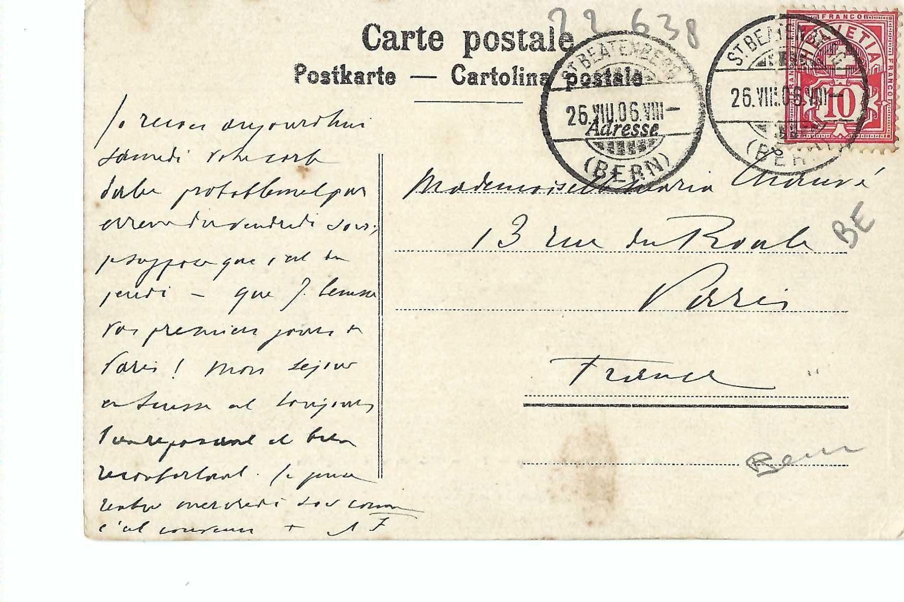 Cartes postales: St. Beatenberg Eiger Mönch Jungfrau 1906 – D'occasion à Thun par 44wart 1