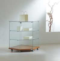 Eckige Glasvitrine,ESG Glas,Kirsch,Silber,Weng(68x68xH.90cm)