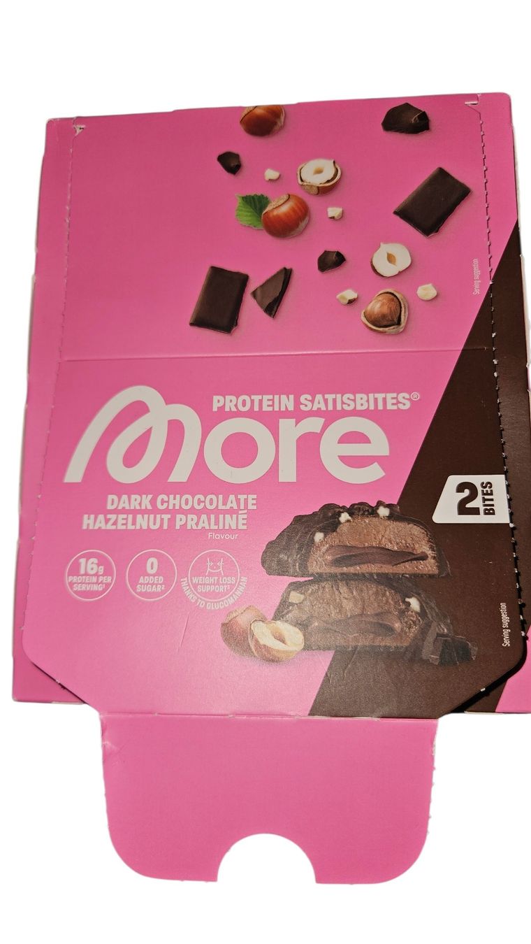 More Nutrition Cibi & Specialità: More Protein Satisbites Dark Chocolate Hazelnut Praliné – Nuovo (secondo la descrizione) da Neuenhof venduto da Meetyourneeds 1