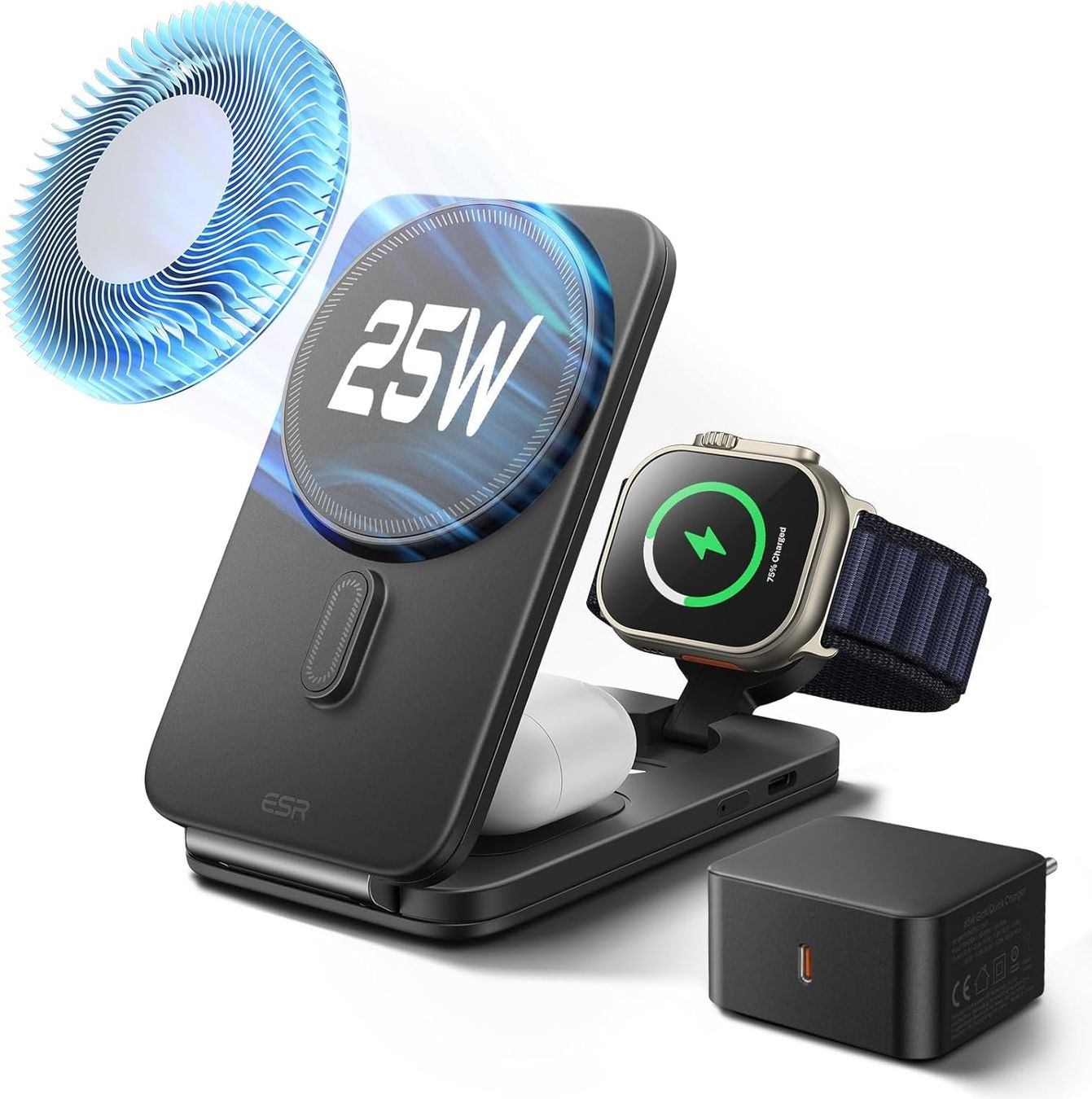 Caricabatterie: 3in1 MagSafe Ladestation 25W Apple Watch – Nuovo e nell'imballaggio originale da Suhr venduto da SchnapperCH