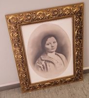 Ant. Gemälde original Kohlezeichnung Holzstuckrahmen um 1900