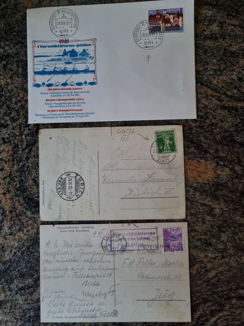 Tutti i francobolli: 3 CH Belege mit Schiffspost Stempel – Usato da Gümligen venduto da Geniusbuy
