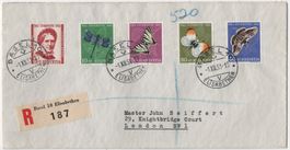PJ 1951 auf Chargé-FDC von BASEL nach LONDON