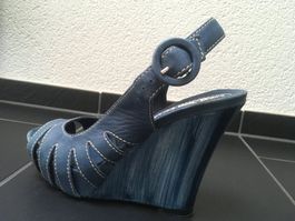 High Heels Sandalette Leder jeansblau Gr. 38