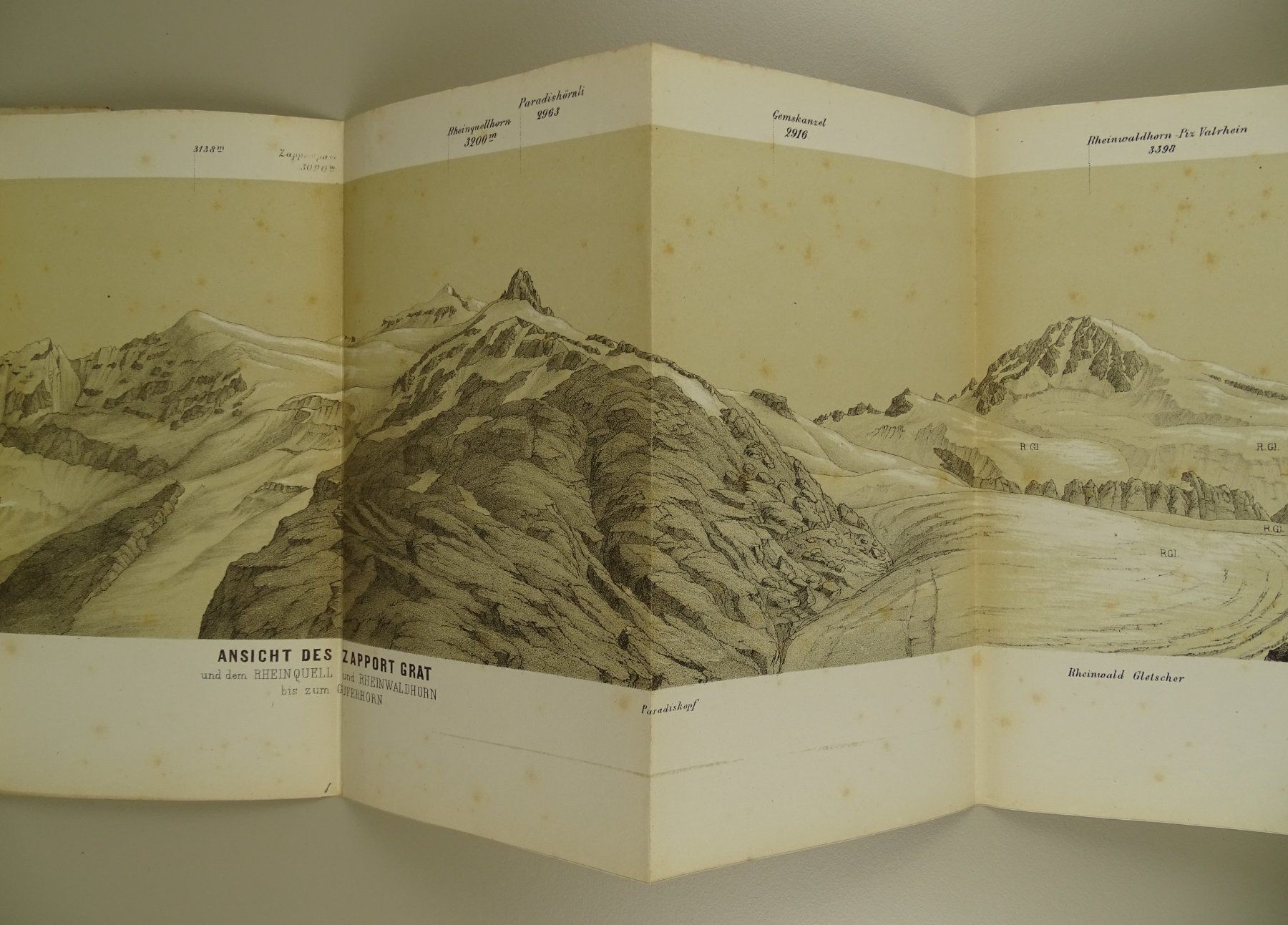 Incisioni: PIZ MUTUN, GRAUBÜNDEN, PANORAMA 1872 – Usato da Grüningen venduto da Kartensammler 4
