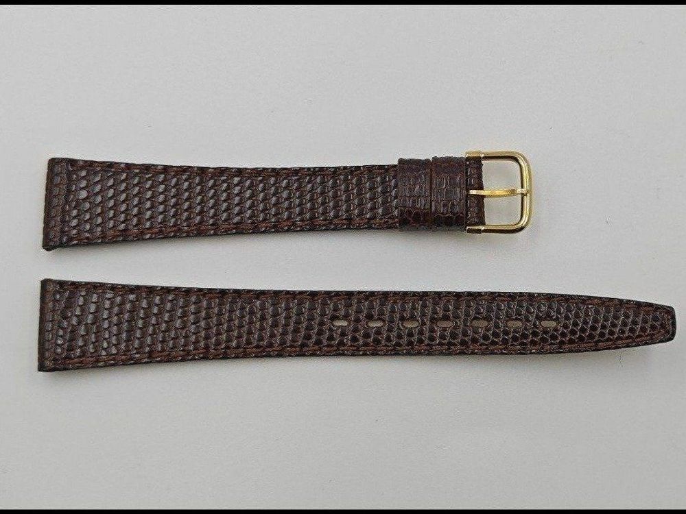 Bracelet De Montre Vintage En Cuir De Lézard Avec Anses Soudées - Largeur 8mm Ou 10mm - Noir Ou Marron