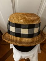 Chapeau paille vintage carreaux noir blanc taille M