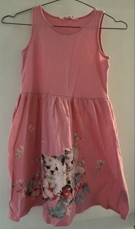 Pink Cat & Butterfly Dress H&M Size 134/140 Summer Fun!