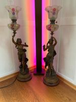 Pair of Art Nouveau bronze oil lamps - Hip Moreau Jugendstil