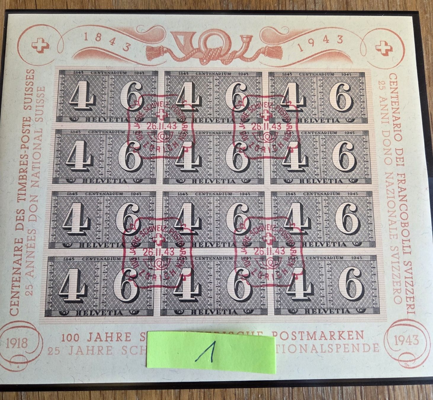Tutti i francobolli: Schweiz. Briefmarke Toller Block 1943 – Usato da Stans venduto da Ducati16