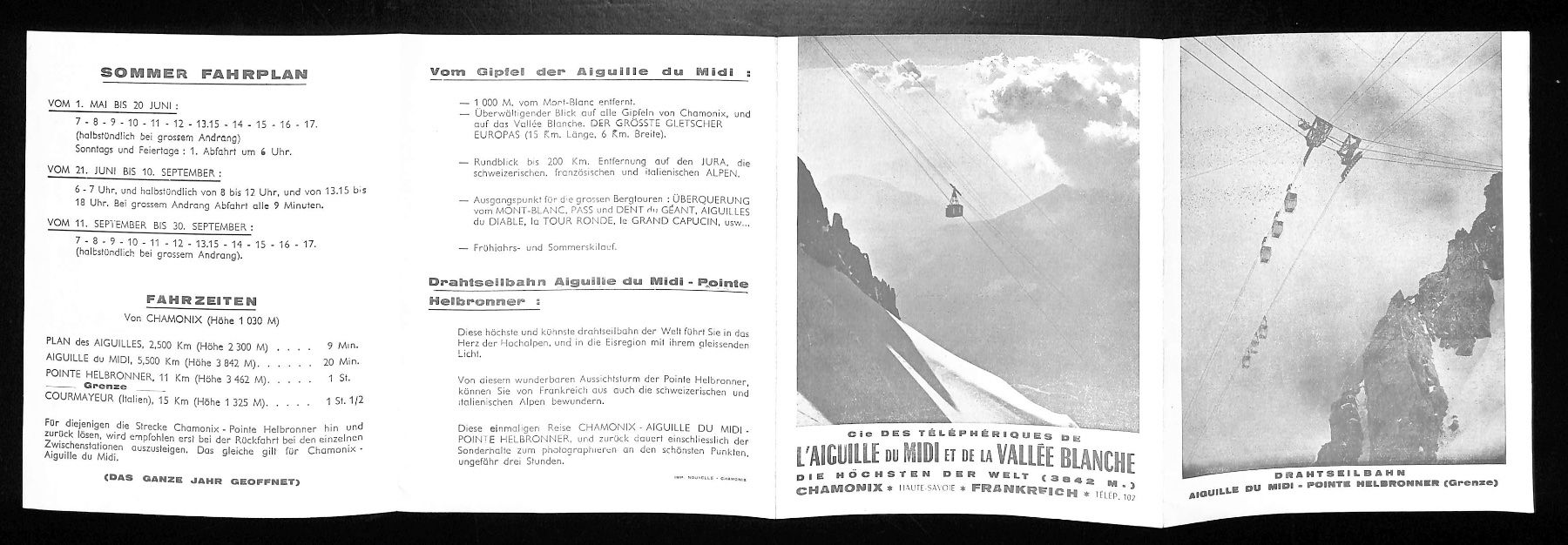 Cartoline postali: Prospekt Drahtseilbahn AIGUILLE DU MIDI - POINTE HELBRONNER – Usato da Zürich venduto da Nobs1 1