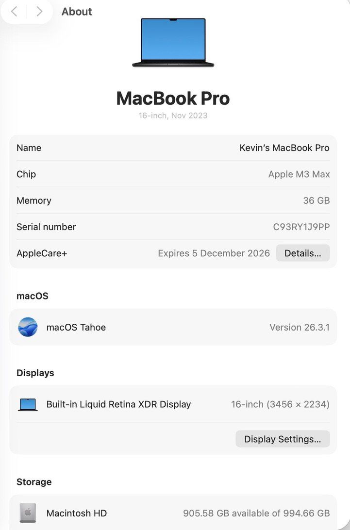 Apple Notebooks: Apple 16" MacBook Pro - Space Schwarz – Gebraucht aus Hagendorn von jaffakj 3