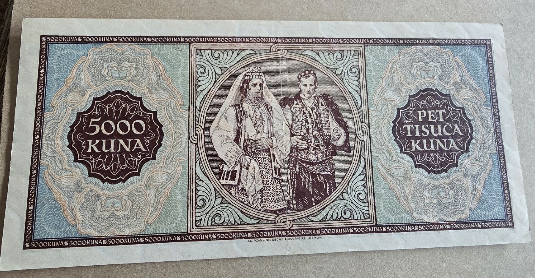 Banconote: Kroatien 5000 Kuna 1943 – Usato da Rotkreuz venduto da Titotesla 1